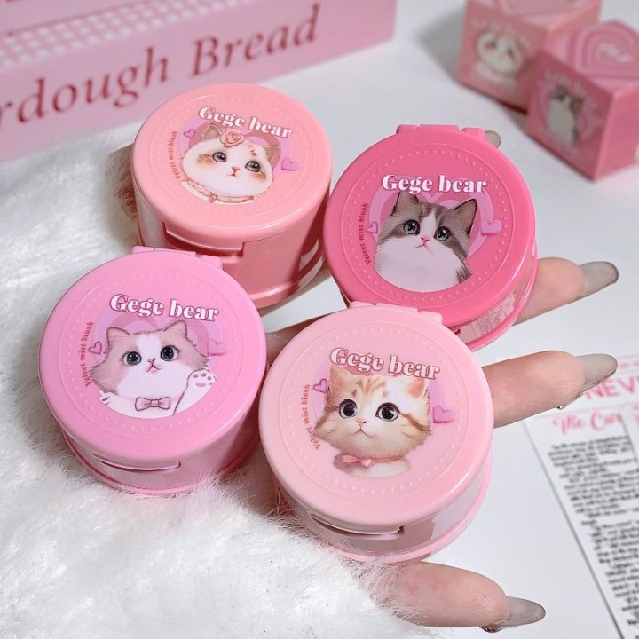 Cute%20Cat%20Blush%20Lasting%20Natural%20Matte%20Cream%20Rouge%20Pink%20Orange%20Cheek%20Contour%20Blusher%20Powder%20with%20Puff%20Makeup%20Face%20Brighten%20Palette%20-%20Image%204