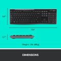 Logitech MK270 Wireless Keyboard and Mouse Combo for Windows, 2.4 GHz Wireless, Compact Wireless Mouse, 8 Multimedia & Shortcut Keys, 2-Year Battery Life, PC/Laptop - Black. 