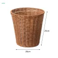 Wicker Trash Can Round Imitation Rattan Waste Basket for Kitchen Nursery. 