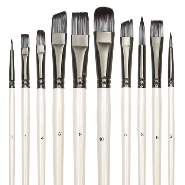 【Aesth Diary Store】(NEW)Paint Brushes Set for Art Acrylic Watercolor Artist Canvas Synthetic Nylon Tips 10