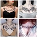 Dark Flower Temporary Tattoo Female Waterproof y Gothic Clavicle Water Transfer Art Fake Tattoos Arm Chest Tattoo Stickers. 