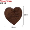 Wedding Love Free Custom Logo Wooden Gift Box USB 3.0 Flash Drive High Speed Pen Drive Maple Real Capacity Memory Stick 64GB. 