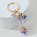 Sea Keychain Shell Starfish Conch Moving Liquid Drift Bottle Key Ring Wishing Key Chains Friendship Gifts Handmade Jewelry.