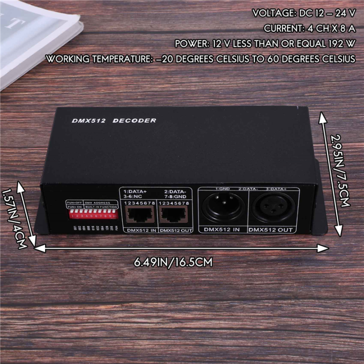 NXFDSIOZ%204X%20DMX%20512%204CH%20x%208A%20Decoder%20LED%20Controller%204%20Channel%20Driver%20RGBW%20LED%20Tape%20DC%2012V%20-%2024V%20-%20Image%202
