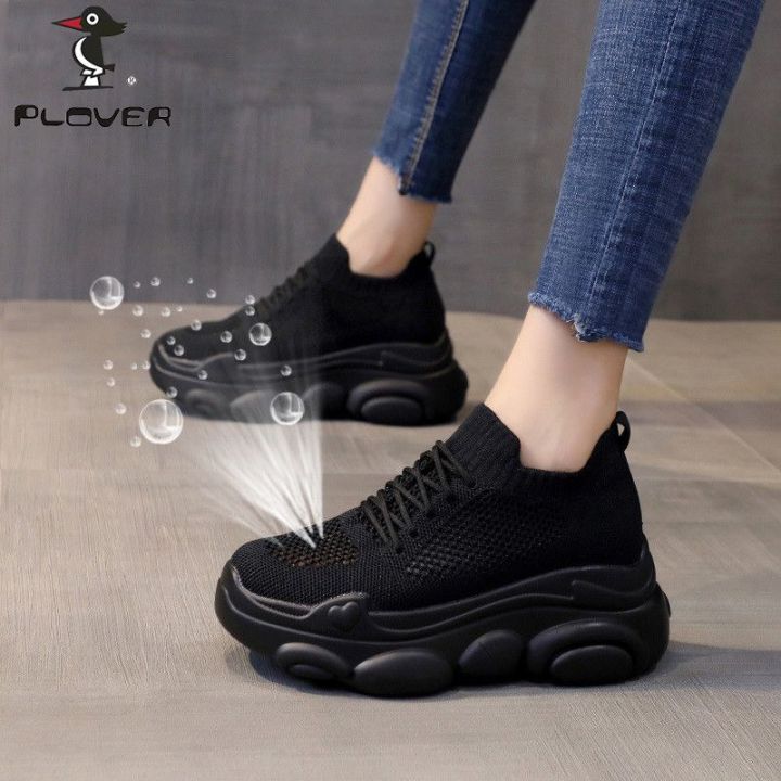 PLOVER Summer Mesh Breathable Clunky Sneakers Women 2024 New Casual Sports All-Match Platform Light Work Shoes
