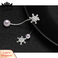 Asymmetric Snowflake Earrings Women Fashion Long Tassel Faux Pearl Eardrop Gift. 