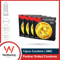 SMC Panther Dotted Condoms for Men | Combo of 4 Packs - 3x4=12pcs. 