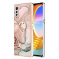 Marble Pattern Ring Holder Slim Phone Case For LG Velvet 4G / Velvet 5G / G9 Velvet Phone Case Metal Kickstand Cover.
