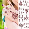 Brown Henna Tattoo Sticker for Children Waterproof Temporary Tattoos Small Size Mehndi Tattoo for Hand Girl Sleeve Body Art.