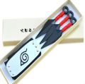 Anime Naruto 3PCS/Set 13CM Kunai + Headband With Box Unisex Plastic Kunai Anime Fan Cosplay Accessory.