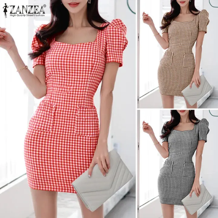 Korean%20Style%20Womens%20Geometric%20Printed%20Sundress%20Elegant%20Square%20Neck%20Mini%20Dress%20#11%20-%20Image%206