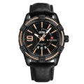 Naviforce NF9117 - Black PU Leather Analog Watch for Men - RoseGold & Black. 