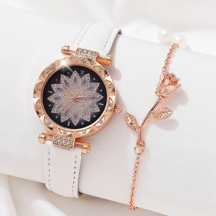 Women's%20Watch%20Flower%20Fashion%20Quartz%20Watch%20Sparkling%20Rhinestone%20Analog%20Wrist%20Watch%20&%201pc%20Rose%20Flower%20Bracelet,%20Gift%20For%20Mom%20Her%20-%20Image%209