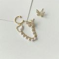 Trendy Korean Elegant Cute Fashionable Rhinestone Butterfly Stud Earrings for Girls Simple Stylish - Pearl Stud Earring for Women Simple New. 