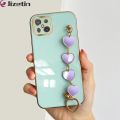 Jizetin for OPPO Reno4 Z 5G Back Cover With 3D Love Heart Wristband Chain Luxury Plating Fashion Bracelet Phone Cases.