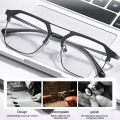 2023 Anti-Blue Light Glasses, Stylish Retro Black Frame Men's Prescription Glasses, Clear Lens 0~-400°. 