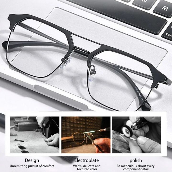 2023%20Anti-Blue%20Light%20Glasses,%20Stylish%20Retro%20Black%20Frame%20Men's%20Prescription%20Glasses,%20Clear%20Lens%200~-400%C2%B0%20-%20Image%202