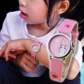 HELLOKITTY Kids' Watch GIRL'S Girls Girl'S Watch KT Gato Negro Cute Man-made Diamond Flip Belt Electronic Watch. 