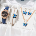 5pcs Fashion Butterfly Quartz Watch Leisure Business Versatile Earrings necklaces bracelets Watches for Women's Girl（No Box）. 