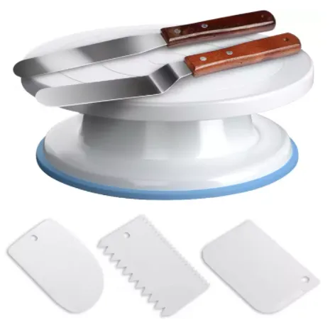 Combo Cake Decorating Turntable Rotating Cake Stand Cake Plate