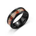 Wholesale Man Ring Carbon Fiber Black Dragon Inlay Comfort Fit Stainless steel Rings for Men Wedding Band Ring. 