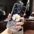 For Realme Note 50 4G Case Glitter Bling Soft Stars Moon Sequins Chrysanthemum Flowers Folding Bracket Transparent Silicone For Realme Note 50 Back Cover.