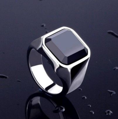 Stainless%20Steel%20Black%20Natural%20Stone%20Mens%20Finger%20Ring%20-%20Image%202
