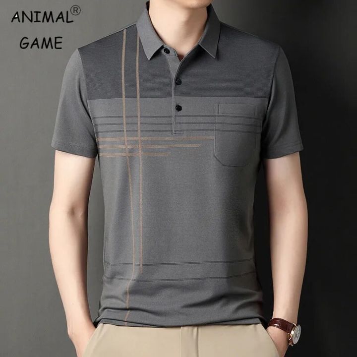 Korean Polo Shirts for Men Casual Short Sleeve Slim Fashion Shirts Loser Lione