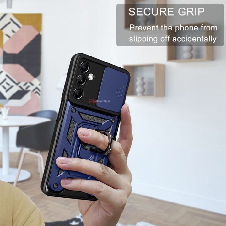 PlusCase%20for%20Samsung%20Galaxy%20A24%204G%20Phone%20Casing%20Slide%20Lens%20Armor%20Case%20Shockproof%20Stand%20Holder%20Camera%20Protect%20Back%20Cover%20-%20Image%204
