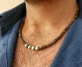 Men's African necklace, Men african Beaded jewelry, Surfer necklace Gifts for men, Wooden Beach Necklace. 