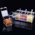 4pcs Crystal Clear Seasoning Box Acrylic Spice Rack Storage Condiment Jars Containers With One Spoon For Kitchen Organization by - Sara Collection zone.