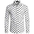 Black White Polka Dot Shirt Men Chemise Homme Casual Button Up Mens Dress Shirts Garden Point Camisas Masculina USA Size XS-XXL.
