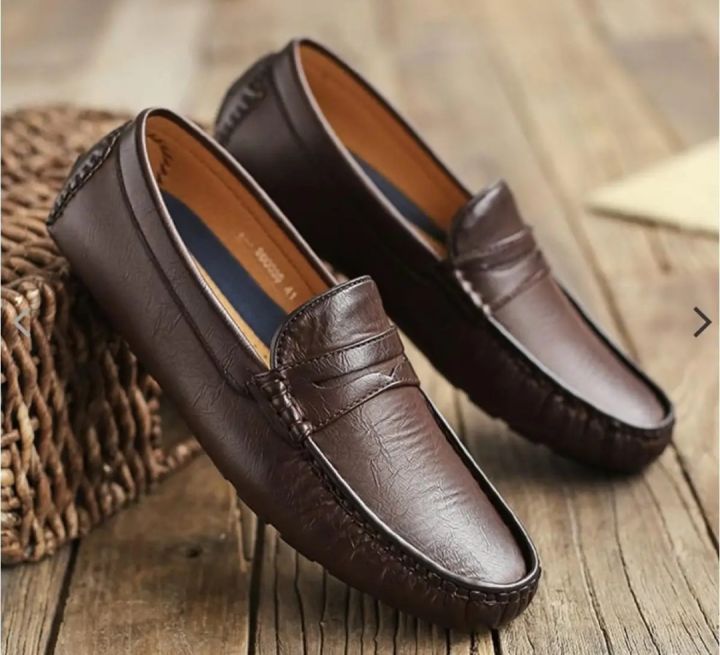 Loafers for boys leather soft light weight TRENDY WITH RUBBER SOOL.