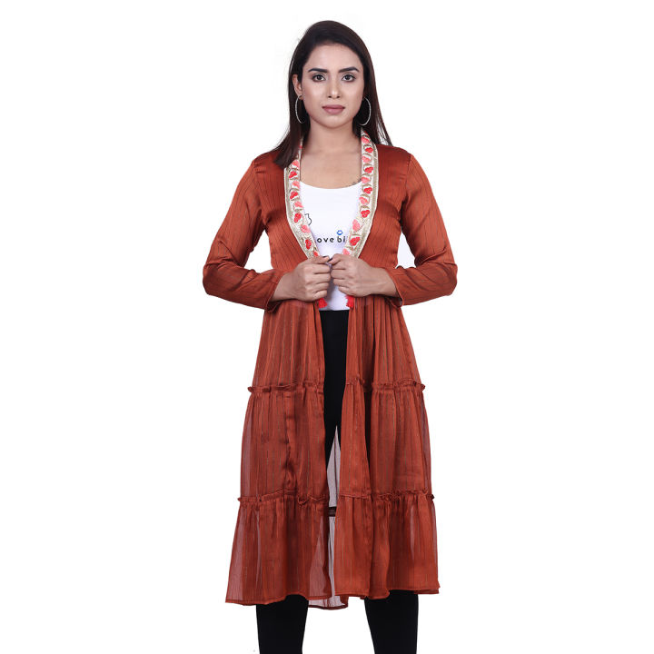 VIRGO MAROON COLOR CHIFFON OUTER FOR WOMEN