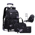 Kids School Bag With Wheels Rolling Backpack for Boy Wheeled School Bag 6 Wheels Trolley Bookbag Carry on Luggage with Lunch Bag. 