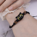 1/2Pcs Cute Cartoon Black Cat Bracelets For Couples Hand Woven Pull-out Bracelet Fashion Accessories for Girls Birthday Gift. 