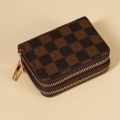 New double zipper wallet popular plaid flower pattern multi-function multi-card slot card holder. 