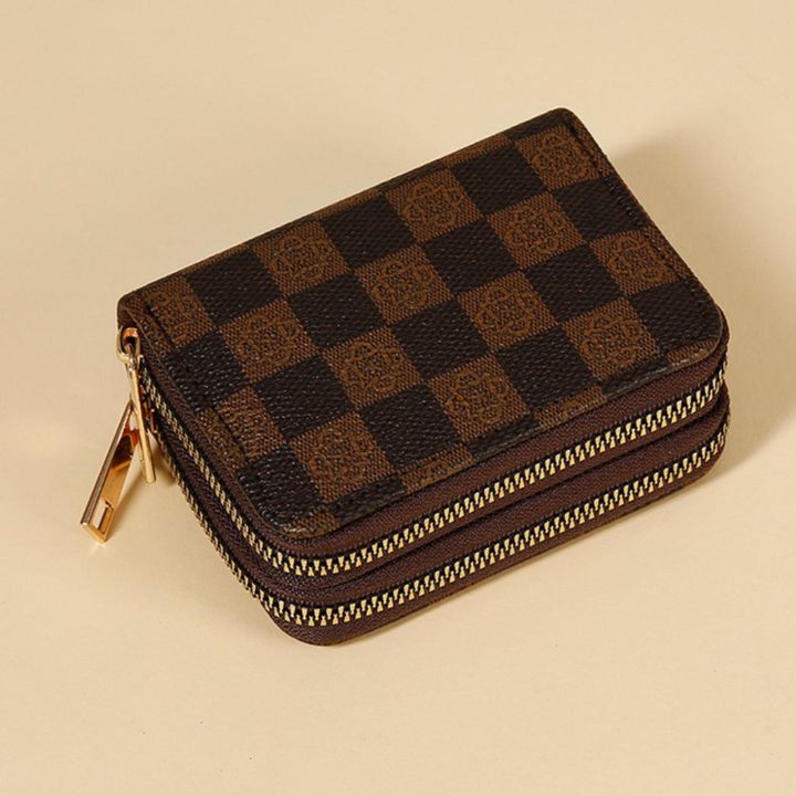 New%20double%20zipper%20wallet%20popular%20plaid%20flower%20pattern%20multi-function%20multi-card%20slot%20card%20holder%20-%20Image%204
