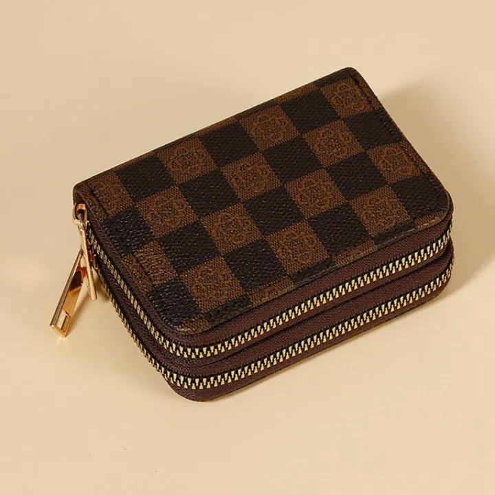 New%20double%20zipper%20wallet%20popular%20plaid%20flower%20pattern%20multi-function%20multi-card%20slot%20card%20holder%20-%20Image%204
