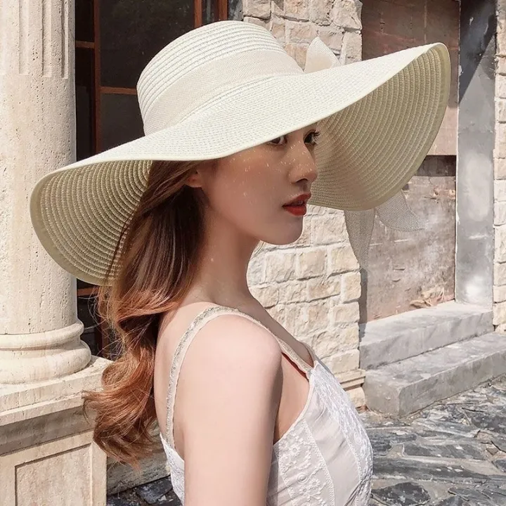 Straw%20Hat%20Female%20Beach%20Summer%20Sun%20Protection%20Seaside%20Vacation%20Travel%20All-MatchinginsHat%20Spring%20and%20Summer%20Big%20Brim%20Sun%20Hat%20-%20Image%202