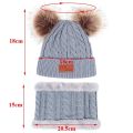 3PCS Cute Pompom Knitted Hats Winter Baby Hat Scarf Gloves Set Solid Color Toddler Bonnet Outdoor Warm Infant Accessories 1-5Y.