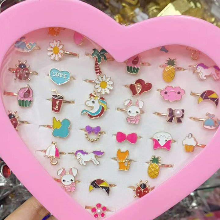 10Pcs%20Cute%20Cartoon%20Kids%20Rings%20Kawaii%20Korean%20Children%20Girls%20Enamel%20Flower%20Crown%20Finger%20Ring%20Child%20Jewelry%20-%20Image%203