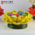 Treasure as jade: Buddha oil lamp holder, candle stand, lamp stand, colorful lotus lamp, butter lamp holder, ceramic seven-star lotus seat. 
