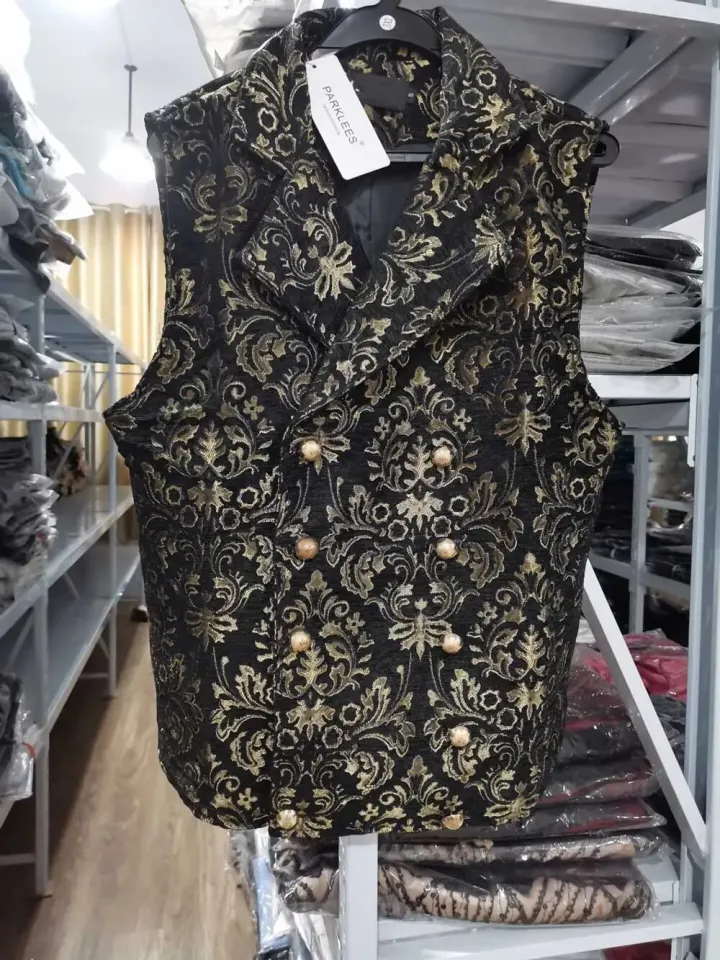 Men's Luxury Brocade Paisley Floral Double-Breasted Suit Vest