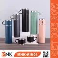 500ml Stainless Steel Vacuum Flask 3 Cup Set | Insulated Hot & Cold Water Bottle | Travel & Home Use | MNK SHOP. 