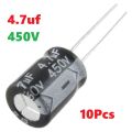 10Pcs- 4.7uF 450V Capacitor RADIAL Electrolytic Capacitor 4.7uF Capacitor 450V 4.7uF Polarized Aluminum Electrolytic 450V Capacitors 4.7uF 2 Pin Leads. 