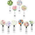 Badge Reel Clip Badge Holder Students Doctor ID Card Holder New Style Oil Painting Flower Cute Retractable Nurse.