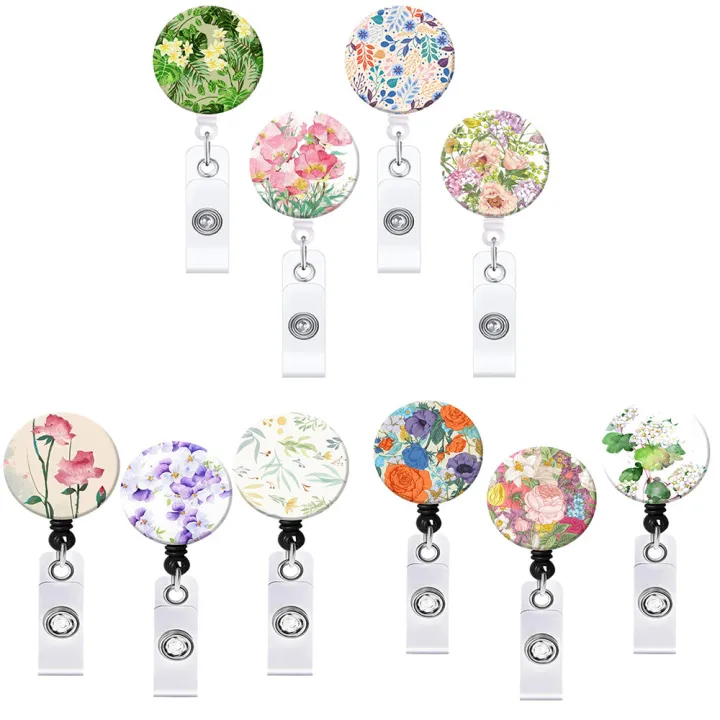 Badge%20Reel%20Clip%20Badge%20Holder%20Students%20Doctor%20ID%20Card%20Holder%20New%20Style%20Oil%20Painting%20Flower%20Cute%20Retractable%20Nurse%20-%20Image%202