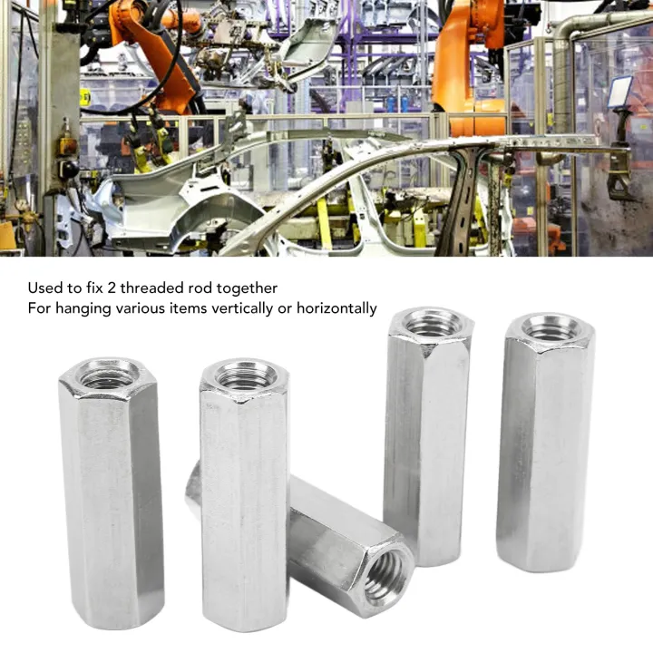 Threaded%20Rod%20Connector,%2060mm%20Length%205%20Pcs%20Hex%20Coupling%20Nut%20Sturdy%20304%20Stainless%20Steel%20Silver%20for%20Indoor%20Outdoor%20-%20Image%206