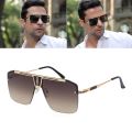 HBK Punk Rimless Sunglasses Men Luxury Brand Steampunk Oval Frameless Sun Glasses for Male Metal Frame Stripe Legs Shade Eyewear. 
